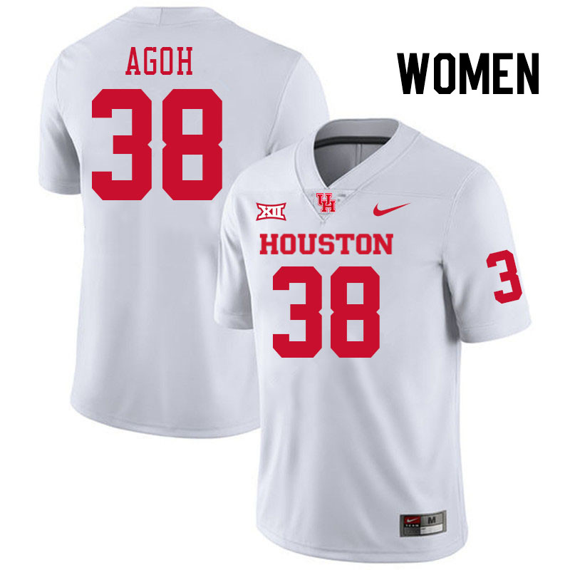 Women #38 Ikenna Agoh Houston Cougars College Football Jerseys Stitched-White